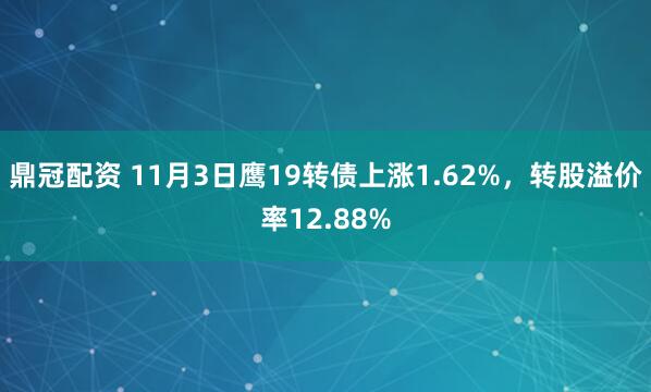 鼎冠配资 11月3日鹰19转债上涨1.62%，转股溢价率12.88%