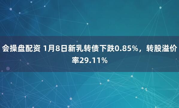 会操盘配资 1月8日新乳转债下跌0.85%，转股溢价率29.11%